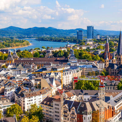 Luftaufnahmen von Bonn, der ehemaligen Hauptstadt Deutschlands